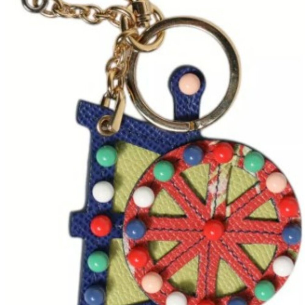 D&G Multicolor Gold Tone Carretto Keychain Keyring